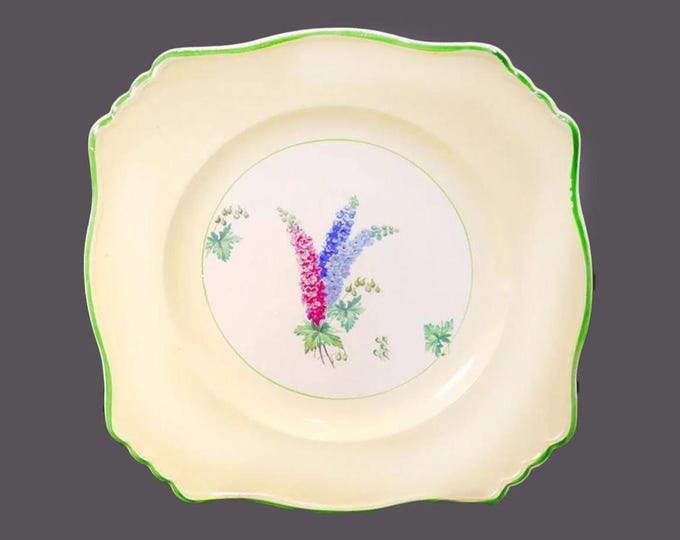 Royal Winton Grimwades Delphinium hand-decorated square luncheon plate made in England.