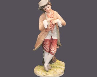 Vintage Lefton porcelain bisque figurine KW23248A made Japan. Man in Victorian dress.