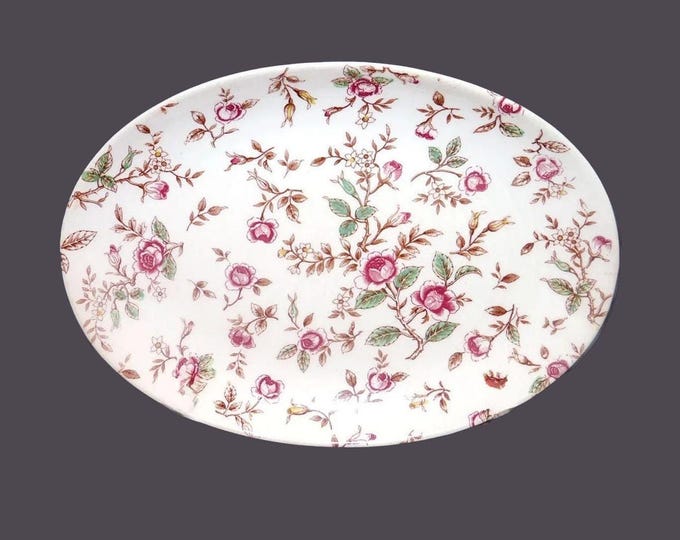 Briarcliff floral rose chintz oval sandwich platter made in Japan.