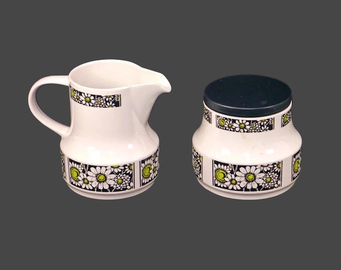 Johnson Brothers Samba flower-power creamer and covered sugar bowl set made in England.
