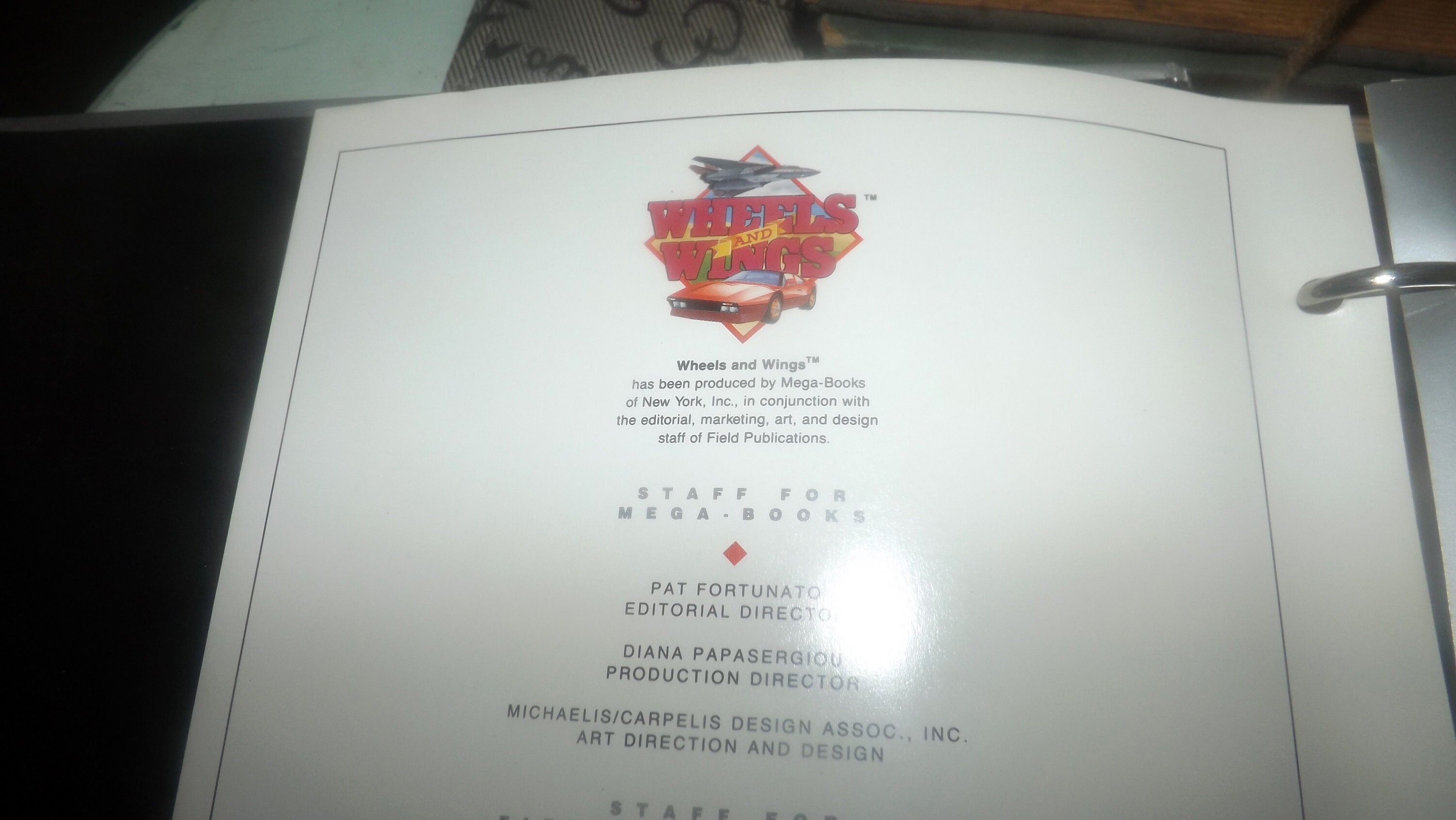 Vintage (1988) Wheels & Wings 7x10 data and photo cards in 3ring