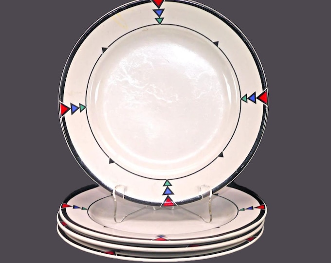 Four Vitromaster Cycles large stoneware dinner plates. Flaws (see below).