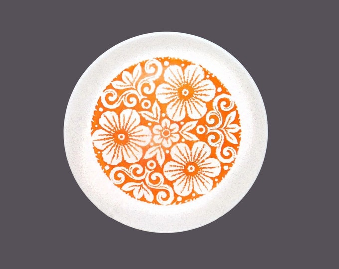 Biltons retro flower power stoneware chop plate | service plate | round platter made in England. Orange flowers.