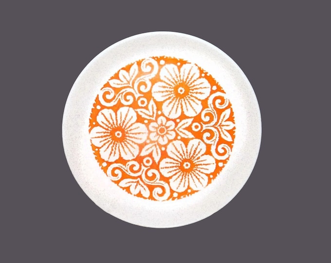 Biltons retro flower power stoneware chop plate | service plate | round platter made in England. Orange flowers.