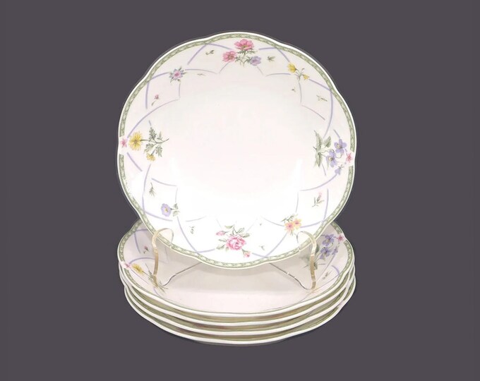 Five Mikasa Spring Prose A8010 bone china fruit nappies, dessert bowls.