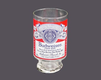 Budweiser | Anheuser Busch stemmed beer pint glass. Etched-glass branding.