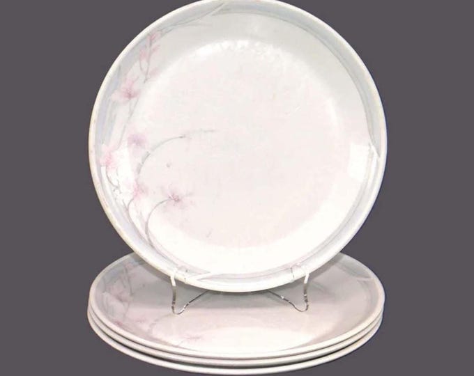 Four Royal Doulton Mayfair LS1052 stoneware salad plates. Lambethware Fresh Flowers stoneware made in England.