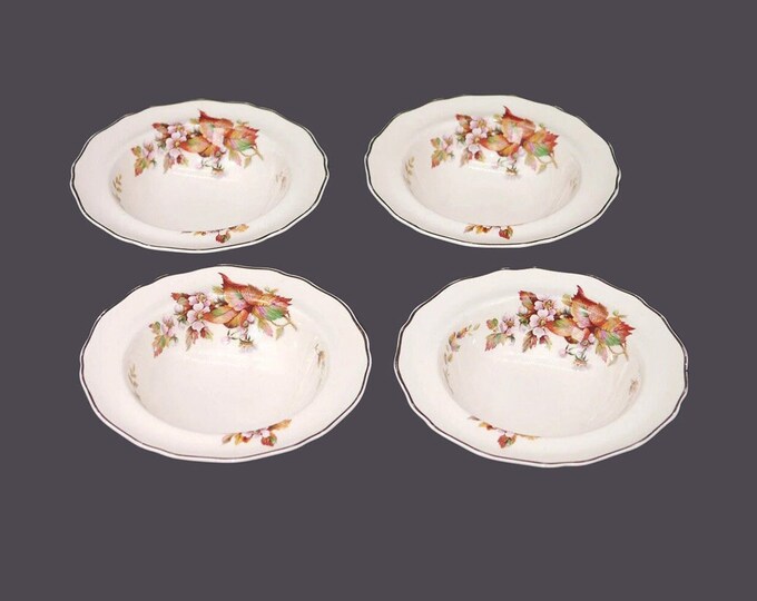 Four Royal Doulton D6226 Wilton rimmed fruit nappies, dessert bowls made in England.