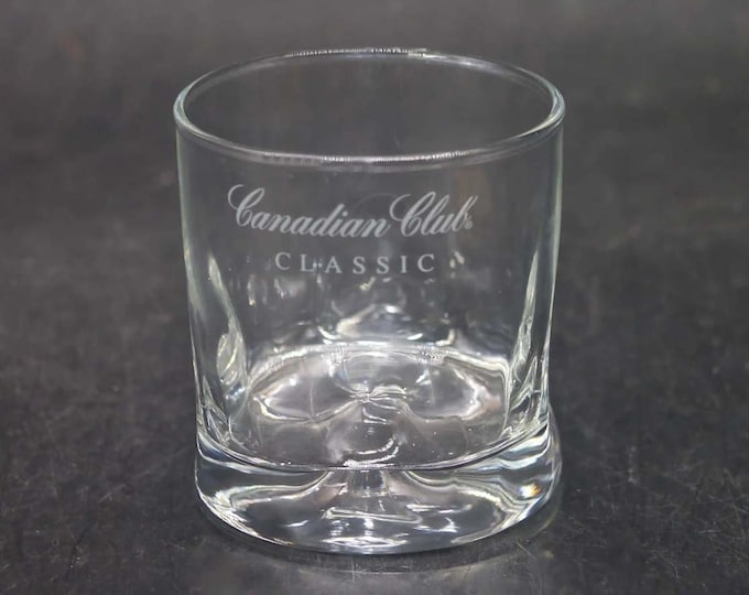 Canadian Club Classic rye whisky lo-ball, whisky, on-the-rocks glass.