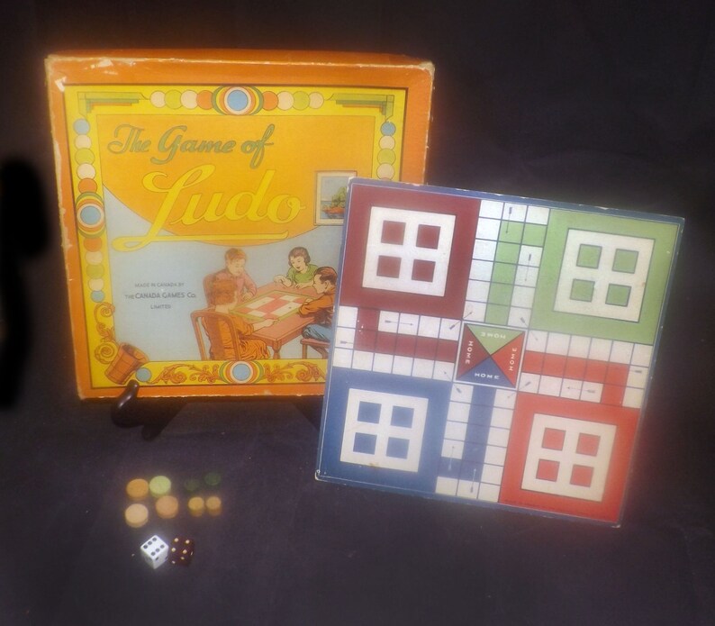 Antique early 1920s Ludo board game. Made and published in Etsy