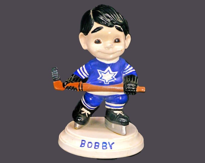 Vintage hockey player figurine Bobby player 1. Toronto Maple Leafs Uniform.