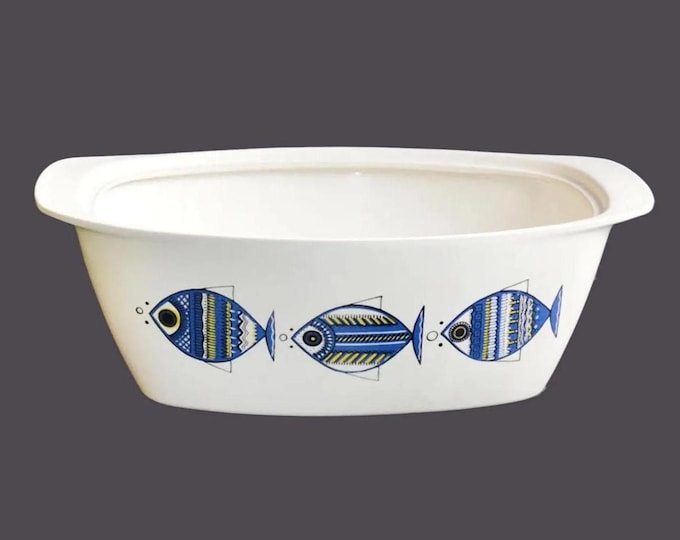 Villeroy & Boch Luxembourg Viking large oval casserole. Blue and green fish. Christine Reuter designer.