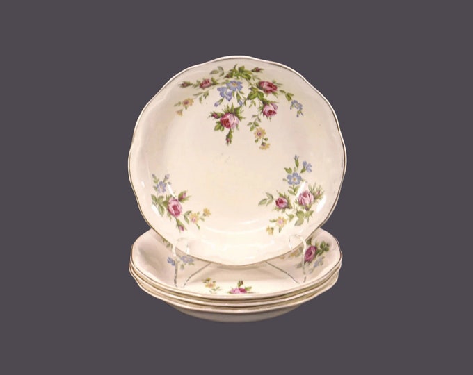 Four British Anchor Pottery BRA5 coupe soup bowls. Regency Ironstone made in England.