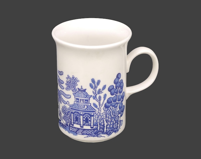 Churchill China Blue Willow blue-and-white tea mug. Classic blue-and-white Chinoiserie made in England. Sold individually.