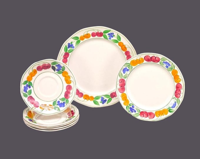Seven pieces of Barker Brothers | Royal Tudor Ware BAB5 tableware made in England. Fruit and flowers.