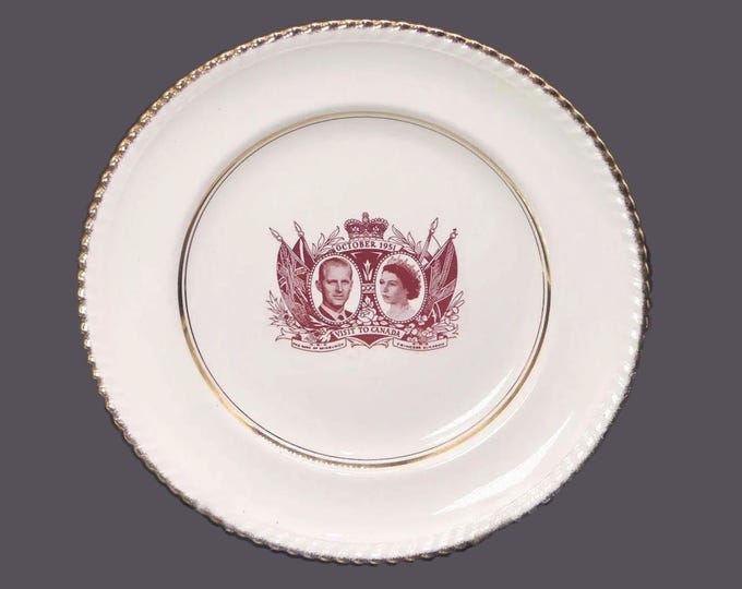 Mid-century Cassidian plate. Princess Elizabeth Duke of Edinburgh 1951 Canada Visit