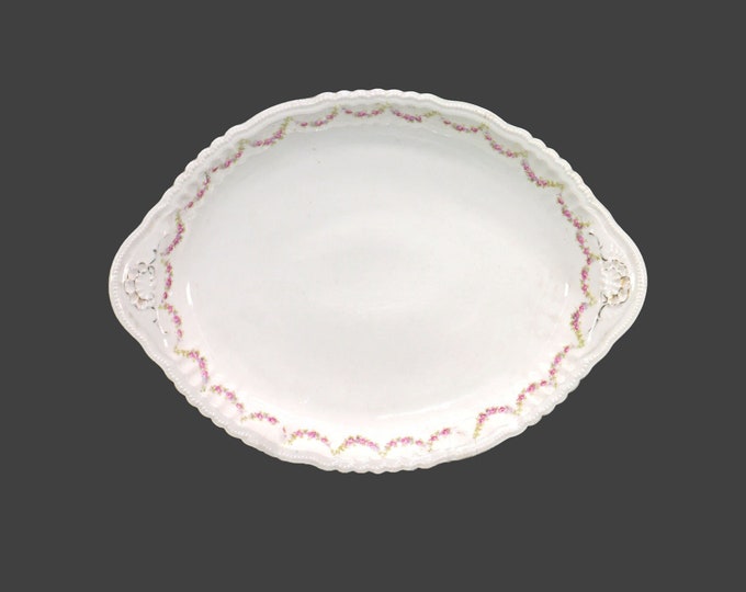 Antique Victoria China Bridal Rose lugged turkey or meat platter made in Austria.