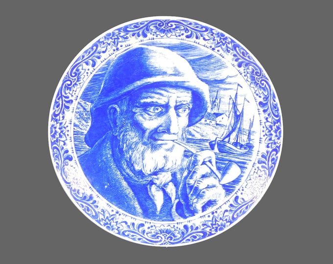 Boch Freres | Royal Boch La Louviere hand-painted Delft wall display cabinet plate. Choice of The Fisherman or The Fisherman's Wife.