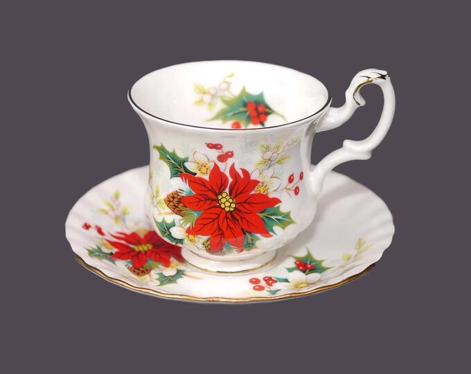 Royal Albert Poinsettia Christmas demitasse set | espresso set made in England.