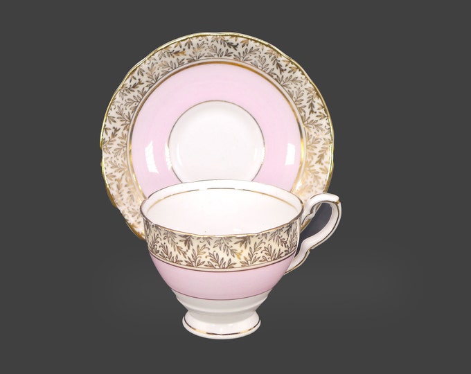 Royal Stafford 8206 pretty pink and gold filigree tea set. Bone china made in England.