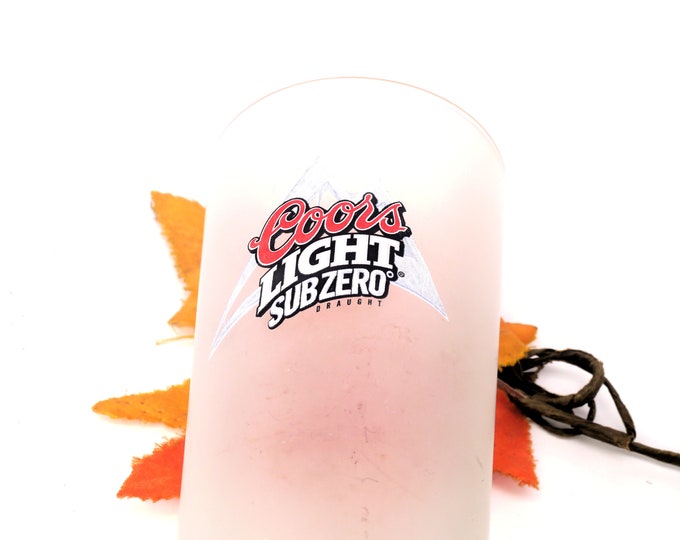 Coors Light Sub Zero "The Silver Bullet" beer pint glass. Frosted with etched-glass branding.