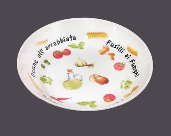 Vintage Quadrifoglio Pasta Serving Bowl made Italy. Pasta wording and vegetables.