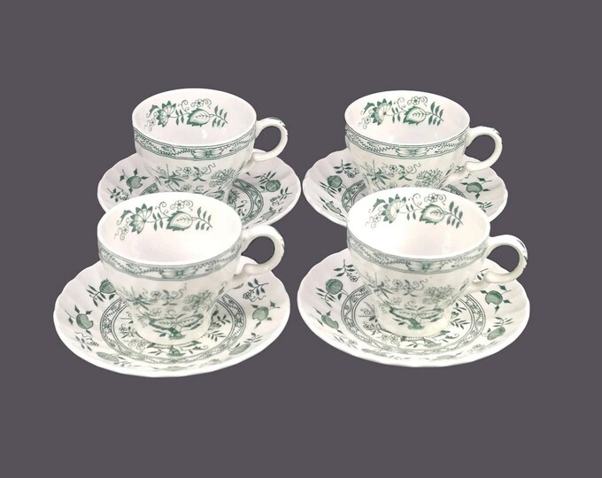 Wood & Sons Old Vienna Green | Green Onion cup and saucer sets made in England.
