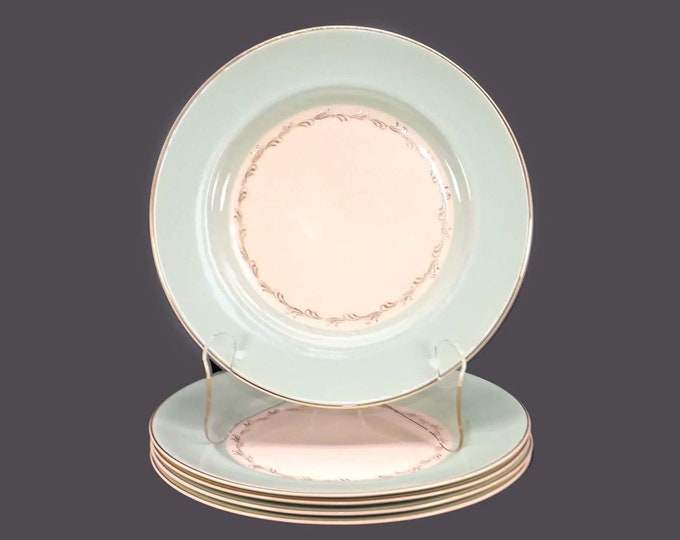 Five antique Edwardian Age Johnson Brothers JB917 dinner plates made in England.