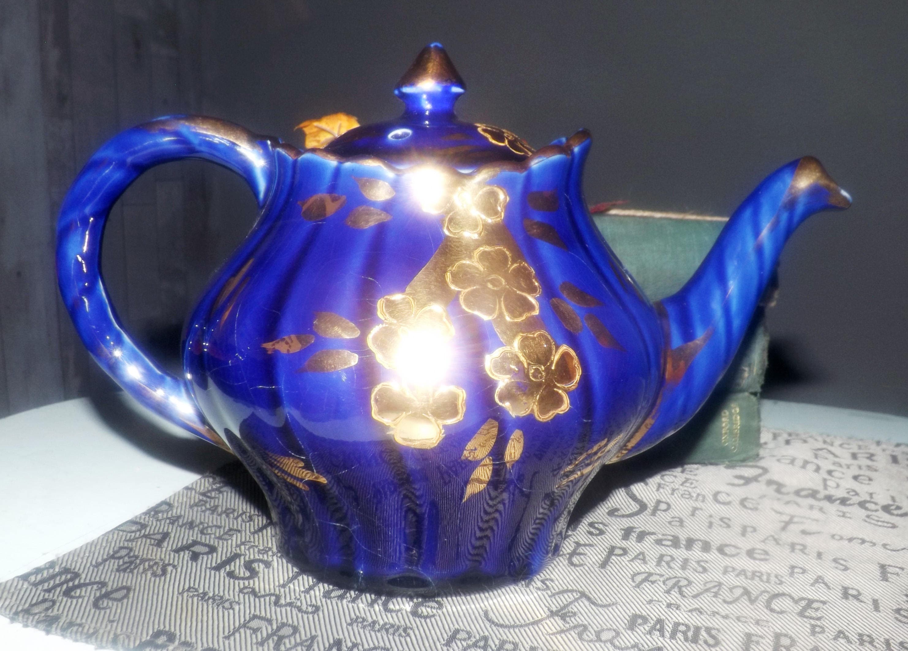 Midcentury (1950s) Arthur Wood England cobalt and embossed gold