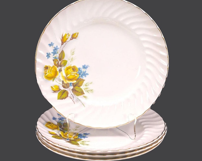 Four Ridgway Favourite Rose dinner plates made in England.