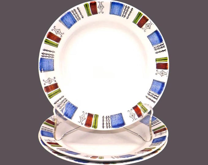 Three Broadhurst Geneva bread plates. Kathie Winkle design. Retro tableware made in England.