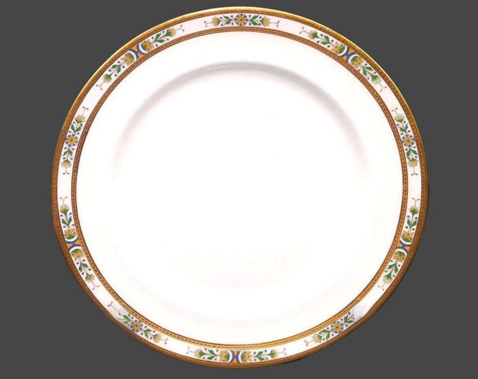 Antique Royal Doulton RA7733 | RA7946 numbered dinner plate. Encrusted gold bands. Bone china made in England.
