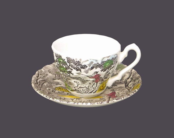 Myott The Hunter Multicolor cup and saucer set made in England.