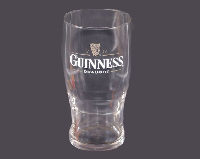 Guinness Draught Harp pint glass. Etched-glass branding. Sold individually.