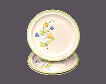 Three Stonecrest April Song stoneware salad plates. Andre Ponche design. Made in Korea.