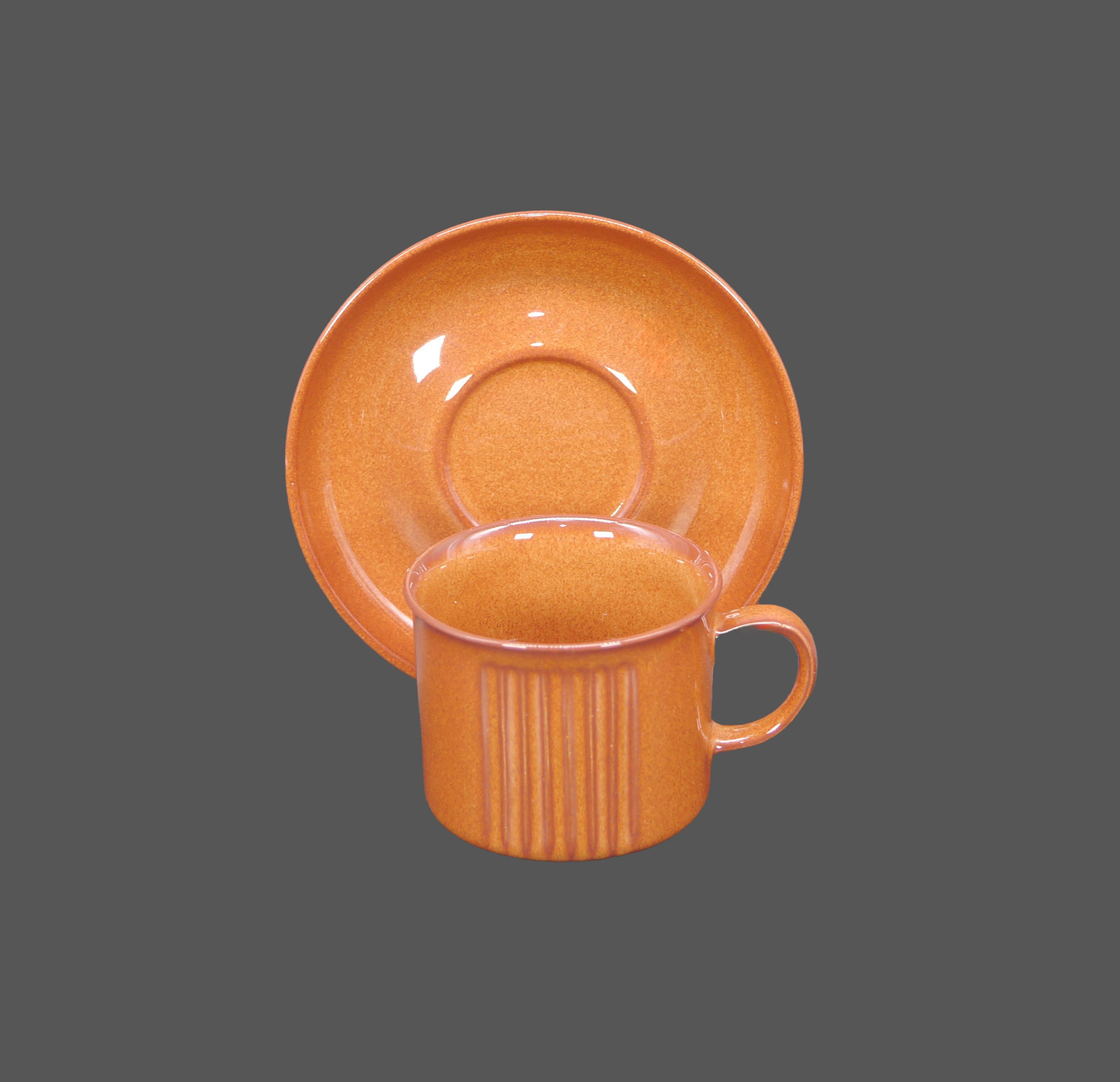 Denby Autumn Gold stoneware cup and saucer set. Vintage stoneware made