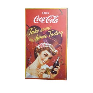 Vintage Coke | Coca Cola 20th Anniversary plaqued poster. Drink Coca-Cola Take Some Home Today.