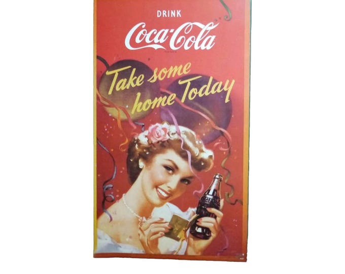 Coke | Coca Cola 20th Anniversary plaqued poster. Drink Coca-Cola Take Some Home Today.