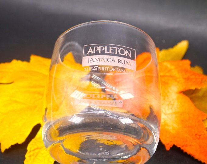 Appleton Estate Jamaican Rum The Spirit of Jamaica lo-ball glass. Etched-glass artwork.