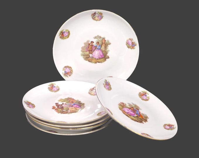 Six Winterling Courting Couples | Fragonard | Romance Scene | Love Story dessert plates made in Bavaria. Multi-motif Courting Scenes.