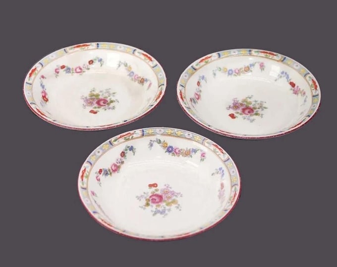 Antique J&G Meakin Richmond Bowls: Floral Art Nouveau Dessert Nappies, Set of 3