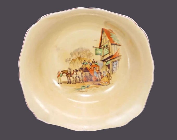 Hollinshead & Kirkham | HK Tunstall Coaching Scenes round serving bowl made in England featuring The Swan Inn.