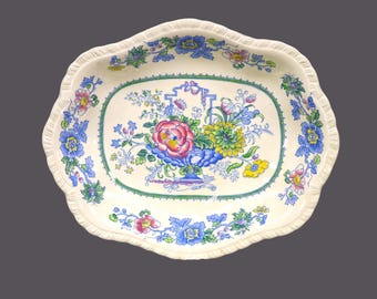Antique Masons Strathmore Blue Multicolor C4792 oval serving bowl made in England.