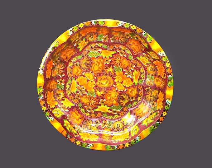 Daher Decorated Ware metal serving bowl. Fall Thanksgiving florals, orange poppies. Made in England