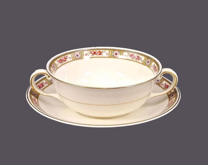 Antique Edwardian Age Johnson Brothers Ormsby cream soup | bouillon set. Pareek Ironstone made in England.
