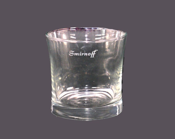 Smirnoff Vodka lo-ball glass. Etched-glass branding.