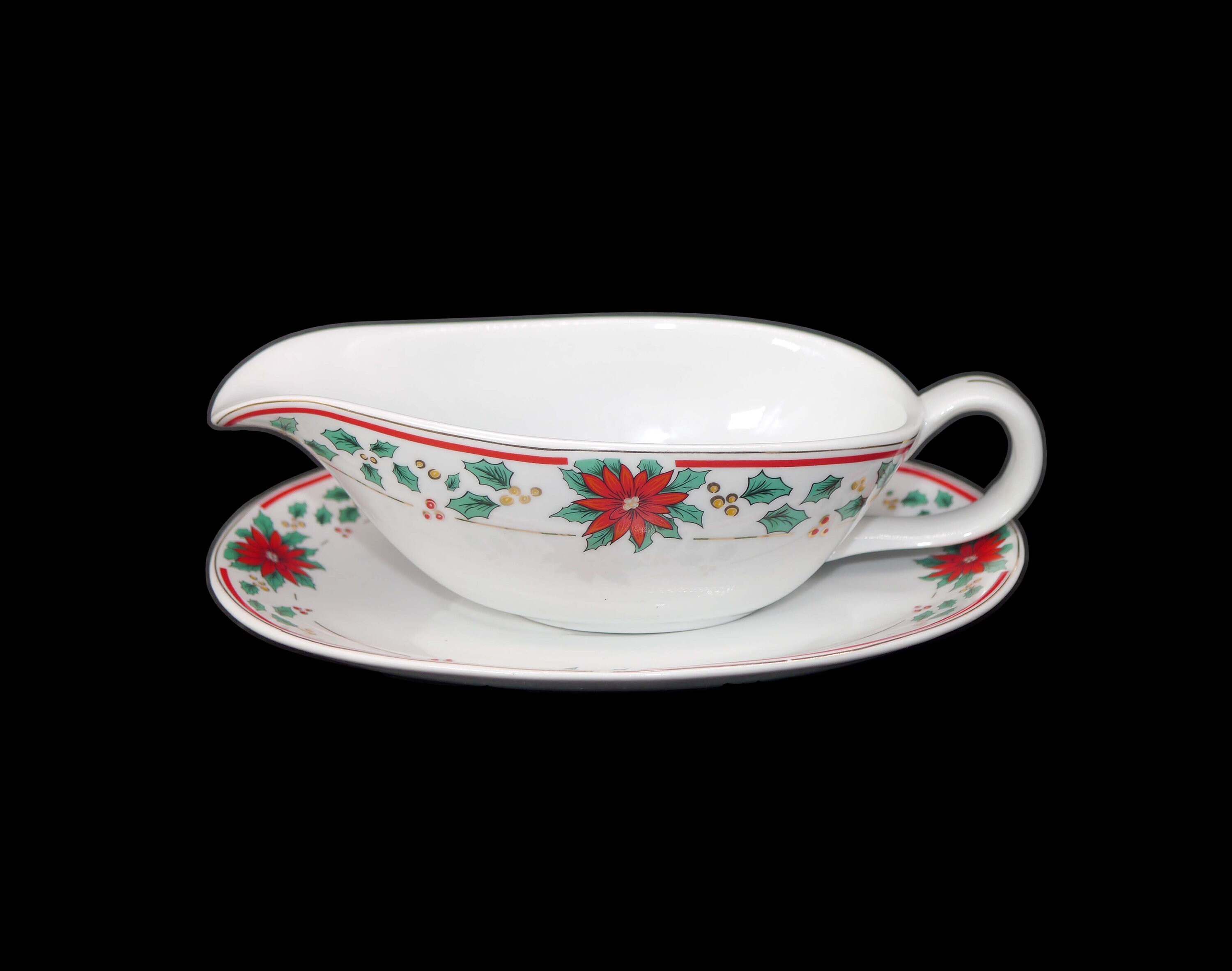 Royal Heritage RHR8 Holiday Heritage Christmas gravy boat and oval