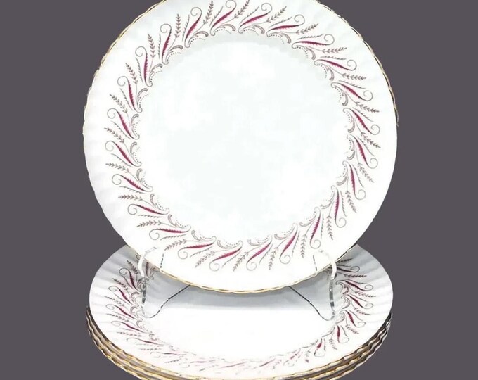 Four Paragon Harmony Red salad plates. Bone china made in England.