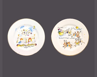 Vintage pair of Rosanna Twas the Night Before Christmas Salad Plates: Santa, Sugar Plums