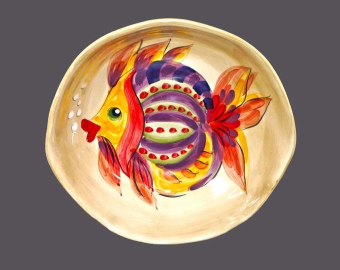 Tabletops Unlimited Under the Sea 8" hand-painted pasta bowl. Central tropical fish.